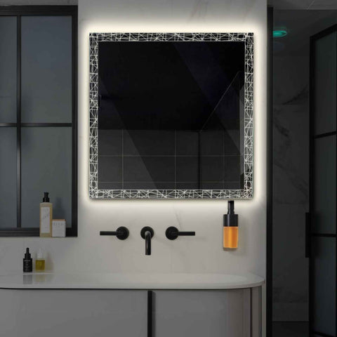 Espejo LED Cuadrado | Control por interruptor de pared | Luz blanca neutra - Reyze Seria Simetria Model 1