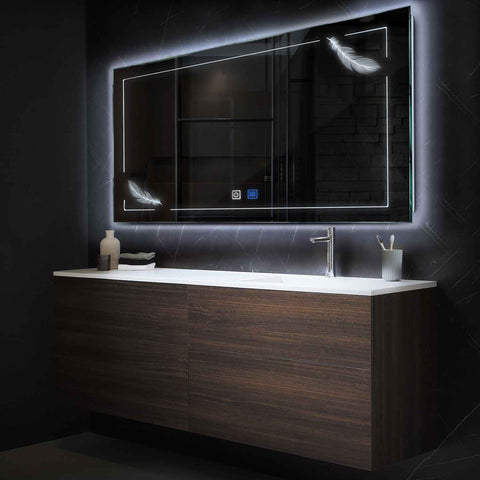 Espejo LED Rectangular | Botones táctiles | Función antivaho | Luz blanca fría - Reyze Seria Good Vibes Model 2