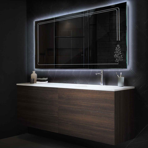Espejo LED Rectangular | Control por interruptor de pared | Luz blanca fría - Reyze Seria Good Vibes Model 3