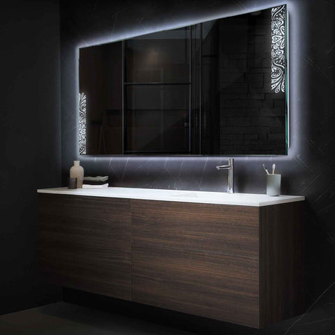 Espejo LED Rectangular | Control por interruptor de pared | Luz blanca fría - Reyze Seria Good Vibes Model 4