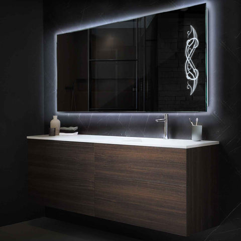 Espejo LED Rectangular | Control por interruptor de pared | Luz blanca fría - Reyze Seria Good Vibes Model 6