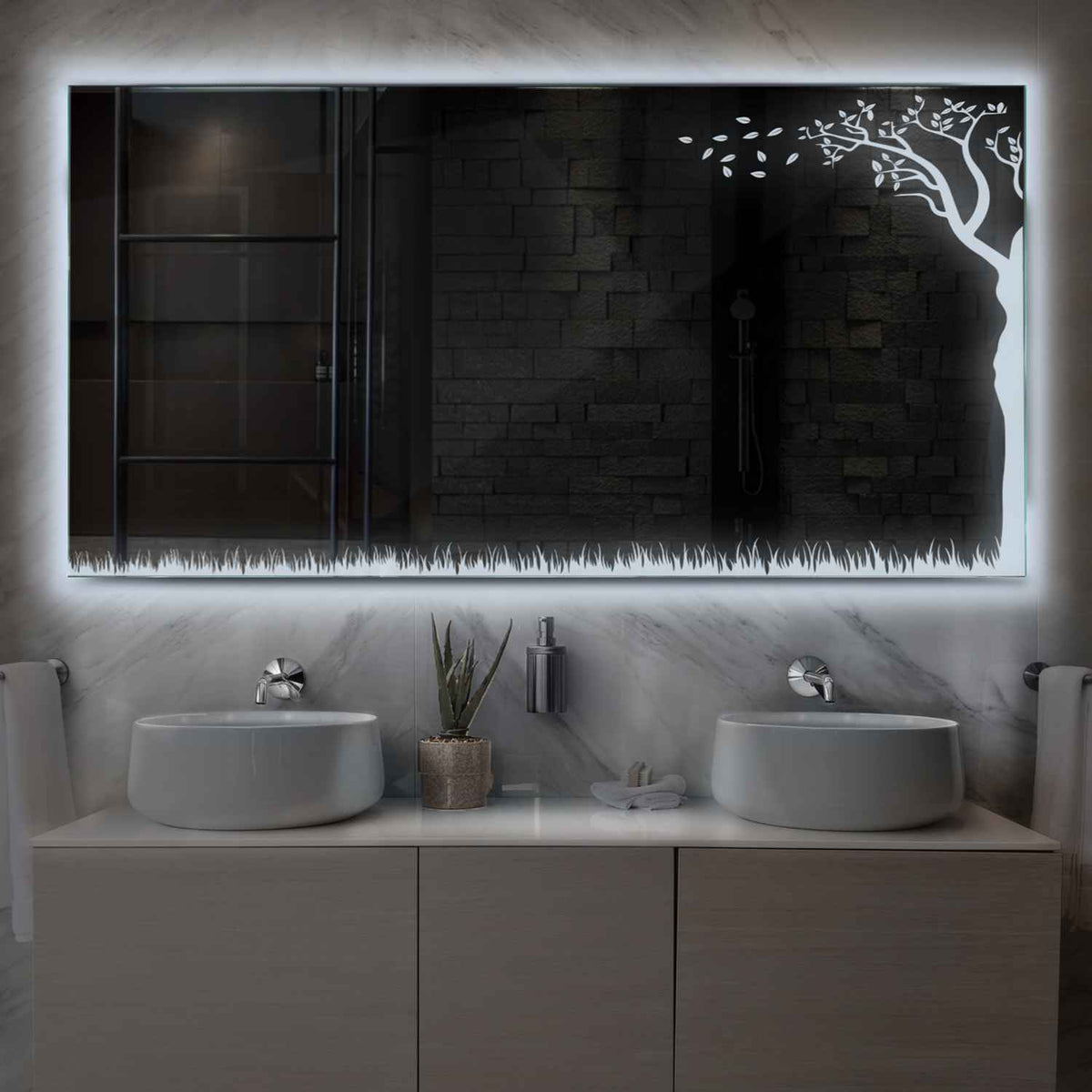 Espejo LED Rectangular | Control por interruptor de pared | Luz blanca fría - Reyze Seria Good Vibes Model 8