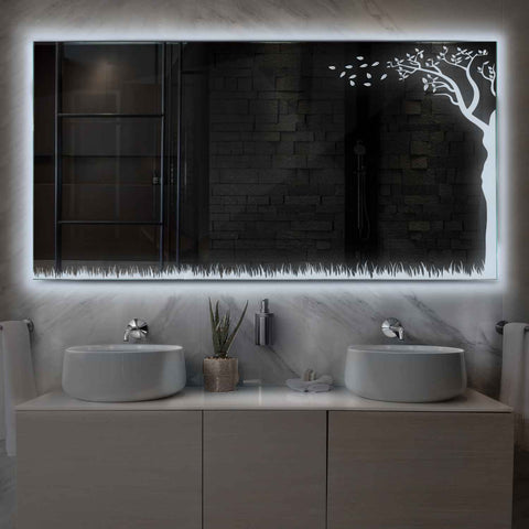 Espejo LED Rectangular | Control por interruptor de pared | Luz blanca fría - Reyze Seria Good Vibes Model 8