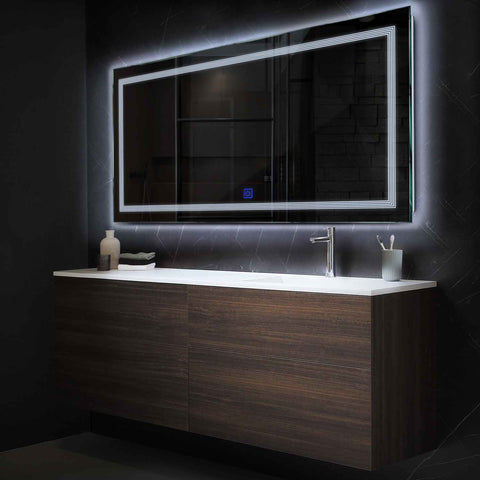 Espejo LED Rectangular | Botón táctil | Luz blanca fría - Reyze Seria Minimal Model 1
