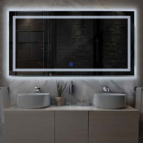 Espejo LED Rectangular | Botón táctil | Luz blanca fría - Reyze Seria Minimal Model 1