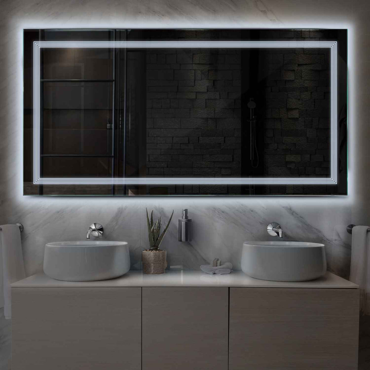 Espejo LED Rectangular | Control por interruptor de pared | Luz blanca fría - Reyze Seria Minimal Model 1