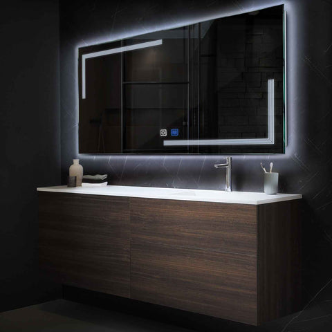 Espejo LED Rectangular | Botones táctiles | Función antivaho | Luz blanca fría - Reyze Seria Minimal Model 2