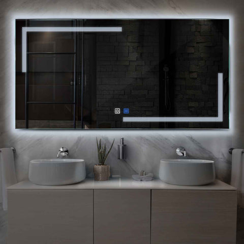 Espejo LED Rectangular | Botones táctiles | Función antivaho | Luz blanca fría - Reyze Seria Minimal Model 2