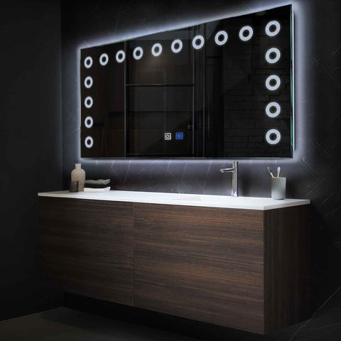 Espejo LED Rectangular | Botones táctiles | Función antivaho | Luz blanca fría - Reyze Seria Minimal Model 4