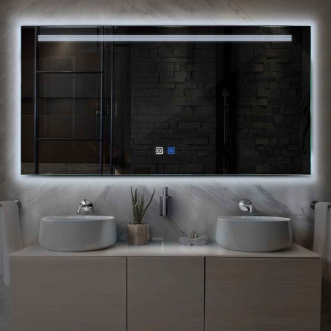 Espejo LED Rectangular | Botones táctiles | Función antivaho | Luz blanca fría - Reyze Seria Minimal Model 5
