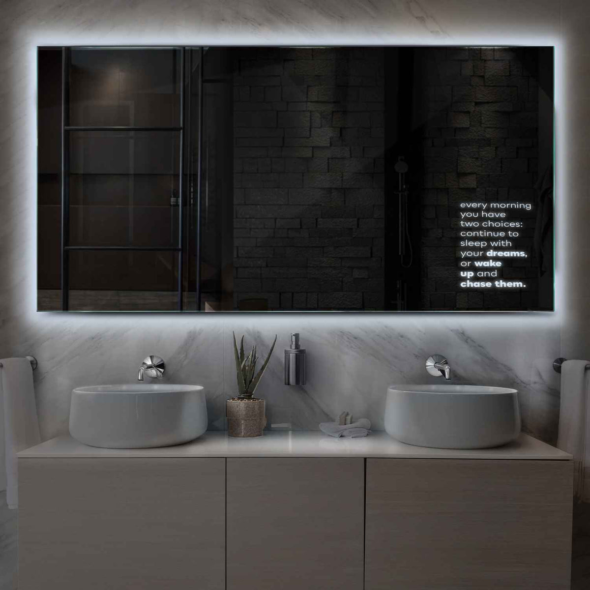 Espejo LED Rectangular | Control por interruptor de pared | Luz blanca fría - Reyze Seria Motivated Model 2