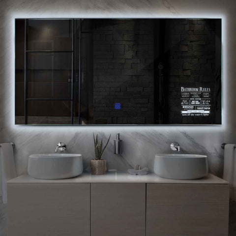 Espejo LED Rectangular | Botón táctil | Luz blanca fría - Reyze Seria Motivated Model 5