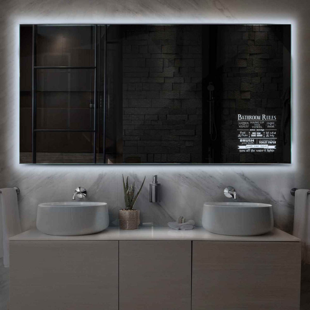 Espejo LED Rectangular | Control por interruptor de pared | Luz blanca fría - Reyze Seria Motivated Model 5