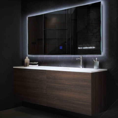 Espejo LED Rectangular | Botón táctil | Luz blanca fría - Reyze Seria Motivated Model 7