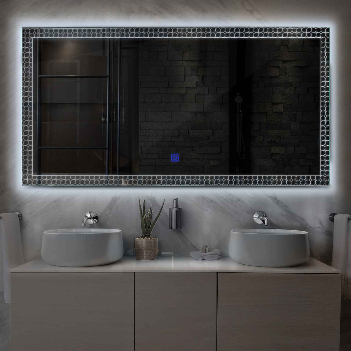 Espejo LED Rectangular | Botón táctil | Luz blanca fría - Reyze Seria Official Model 4