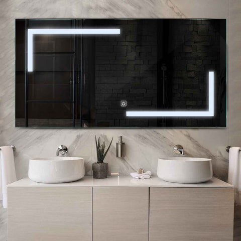Espejo LED Rectangular | Botón táctil | Luz blanca fría - Reyze Seria Salono Model 3