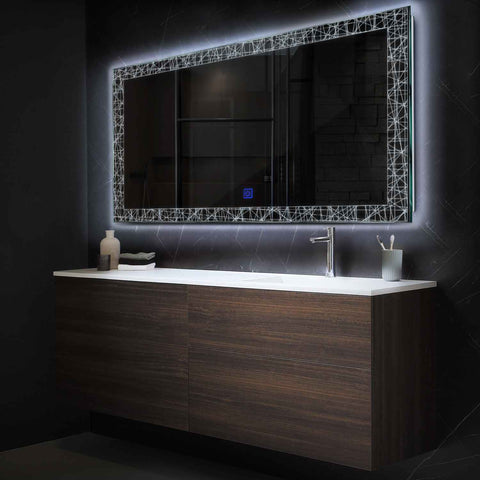 Espejo LED Rectangular | Botón táctil | Luz blanca fría - Reyze Seria Simetria Model 1