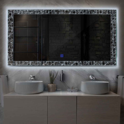 Espejo LED Rectangular | Botón táctil | Luz blanca fría - Reyze Seria Simetria Model 1