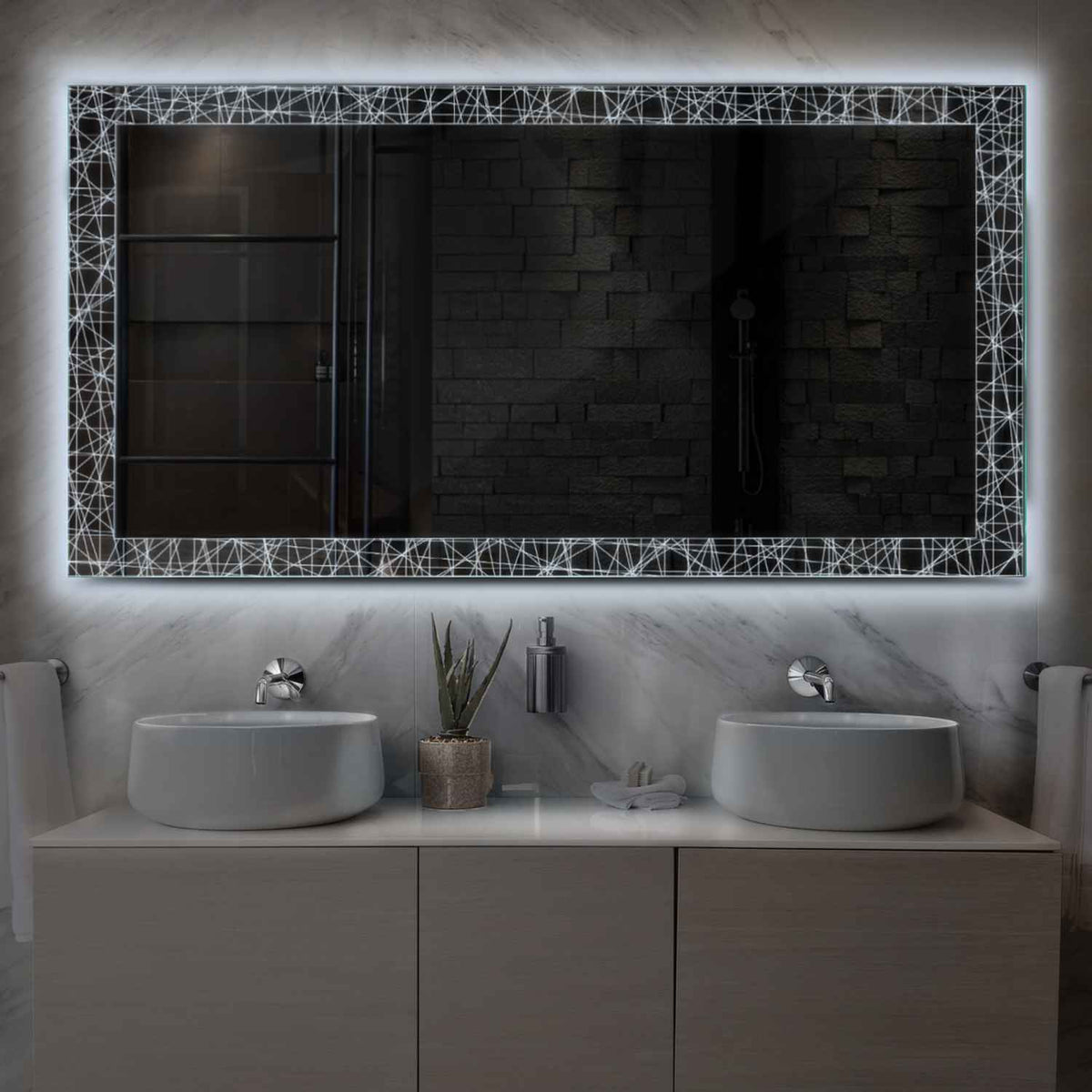 Espejo LED Rectangular | Control por interruptor de pared | Luz blanca fría - Reyze Seria Simetria Model 1