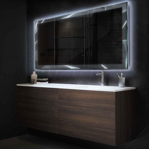 Espejo LED Rectangular | Control por interruptor de pared | Luz blanca fría - Reyze Seria Simetria Model 2