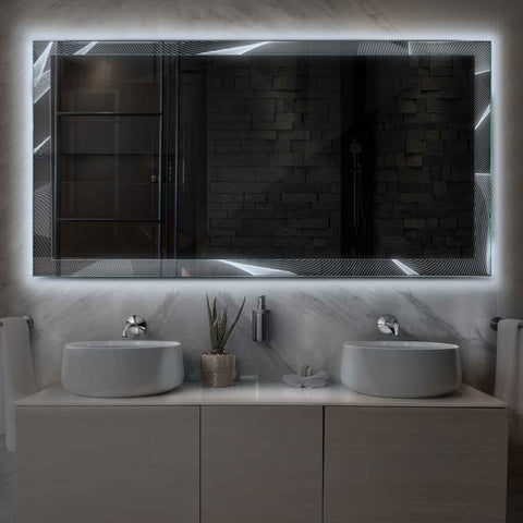 Espejo LED Rectangular | Control por interruptor de pared | Luz blanca fría - Reyze Seria Simetria Model 2