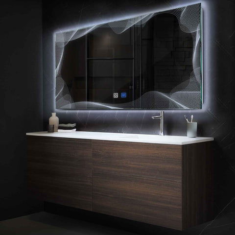 Espejo LED Rectangular | Botones táctiles | Función antivaho | Luz blanca fría - Reyze Seria Simetria Model 3