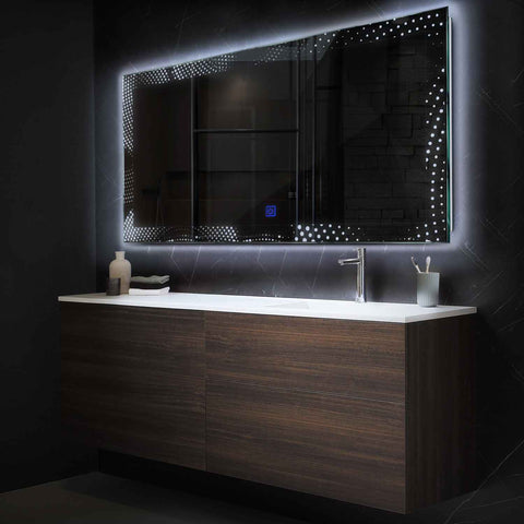 Espejo LED Rectangular | Botón táctil | Luz blanca fría - Reyze Seria Simetria Model 8