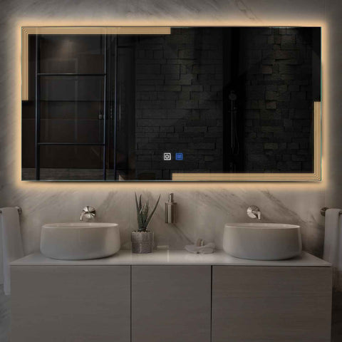 Espejo LED Rectangular | Botones táctiles | Función antivaho | Luz blanca cálida - Reyze Seria Edge Model 2