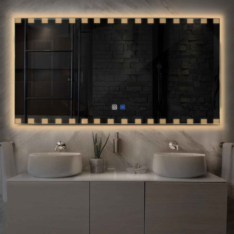 Espejo LED Rectangular | Botones táctiles | Función antivaho | Luz blanca cálida - Reyze Seria Edge Model 6