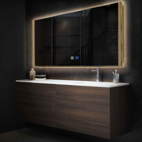 Espejo LED Rectangular | Botones táctiles | Función antivaho | Luz blanca cálida - Reyze Seria Edge Model 7