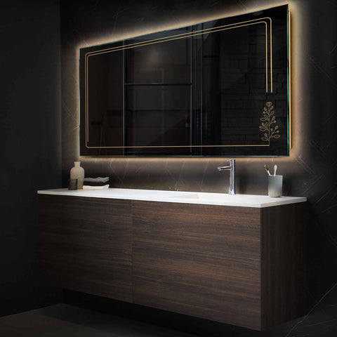 Espejo LED Rectangular | Control por interruptor de pared | Luz blanca cálida - Reyze Seria Good Vibes Model 3