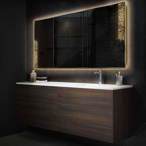 Espejo LED Rectangular | Control por interruptor de pared | Luz blanca cálida - Reyze Seria Good Vibes Model 4