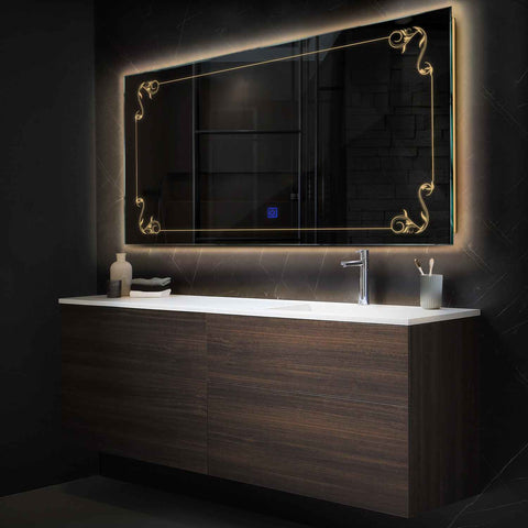 Espejo LED Rectangular | Botón táctil | Luz blanca cálida - Reyze Seria Good Vibes Model 5