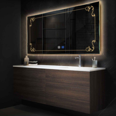 Espejo LED Rectangular | Botones táctiles | Función antivaho | Luz blanca cálida - Reyze Seria Good Vibes Model 5