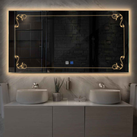 Espejo LED Rectangular | Botones táctiles | Función antivaho | Luz blanca cálida - Reyze Seria Good Vibes Model 5