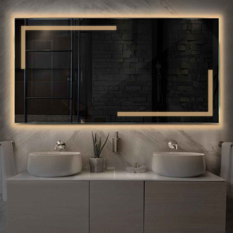 Espejo LED Rectangular | Control por interruptor de pared | Luz blanca cálida - Reyze Seria Minimal Model 2