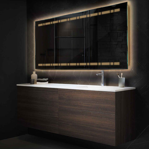Espejo LED Rectangular | Control por interruptor de pared | Luz blanca cálida - Reyze Seria Minimal Model 3