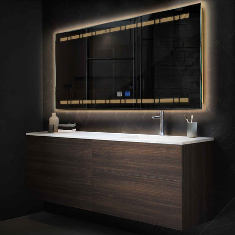 Espejo LED Rectangular | Botones táctiles | Función antivaho | Luz blanca cálida - Reyze Seria Minimal Model 3