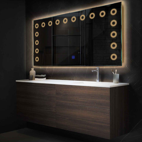 Espejo LED Rectangular | Botón táctil | Luz blanca cálida - Reyze Seria Minimal Model 4