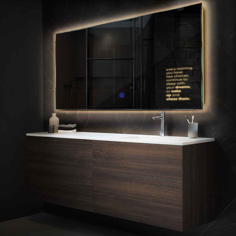 Espejo LED Rectangular | Botón táctil | Luz blanca cálida - Reyze Seria Motivated Model 2