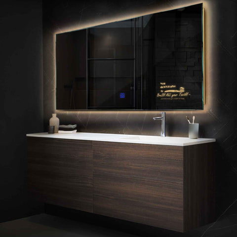 Espejo LED Rectangular | Botón táctil | Luz blanca cálida - Reyze Seria Motivated Model 3