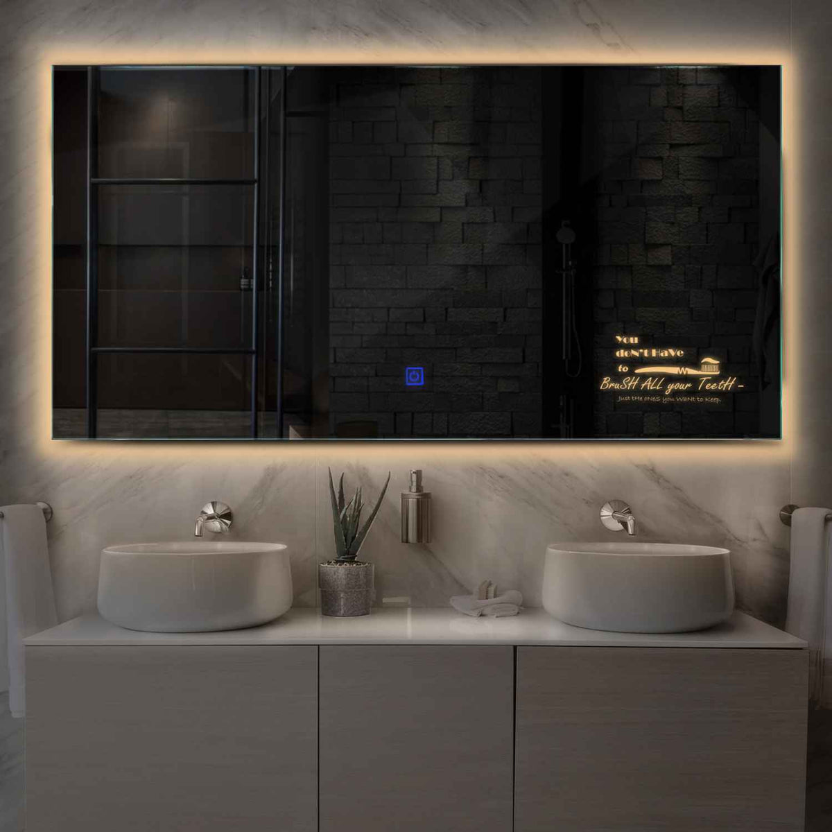 Espejo LED Rectangular | Botón táctil | Luz blanca cálida - Reyze Seria Motivated Model 3