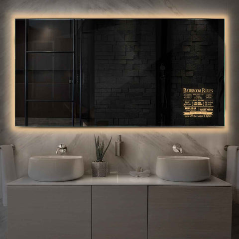 Espejo LED Rectangular | Control por interruptor de pared | Luz blanca cálida - Reyze Seria Motivated Model 5