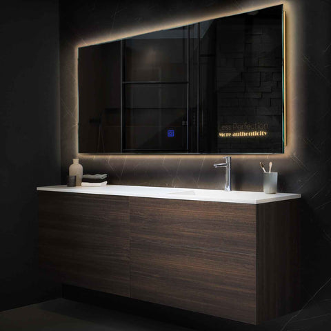 Espejo LED Rectangular | Botón táctil | Luz blanca cálida - Reyze Seria Motivated Model 7