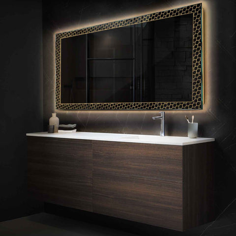 Espejo LED Rectangular | Control por interruptor de pared | Luz blanca cálida - Reyze Seria Official Model 7