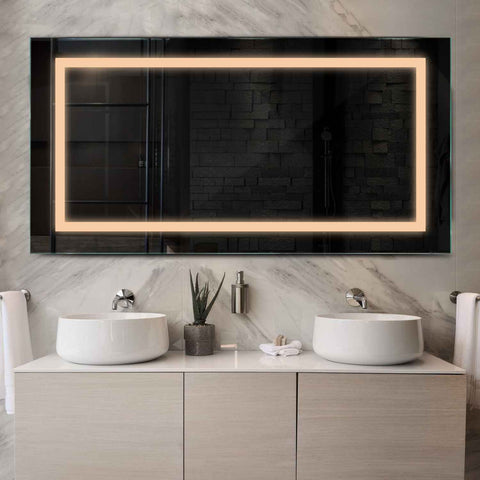 Espejo LED Rectangular | Control por interruptor de pared | Luz blanca cálida - Reyze Seria Salono Model 1
