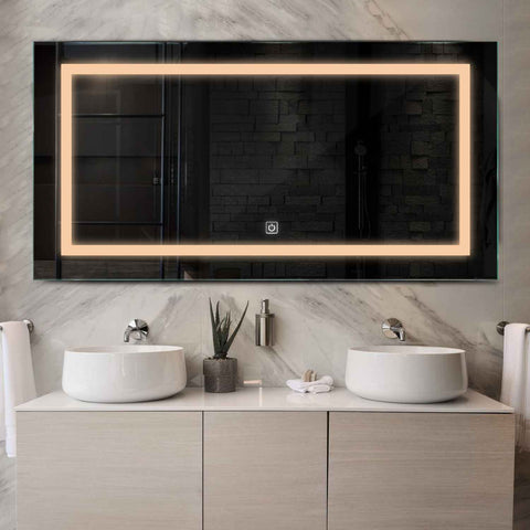 Espejo LED Rectangular | Botón táctil | Luz blanca cálida - Reyze Seria Salono Model 1