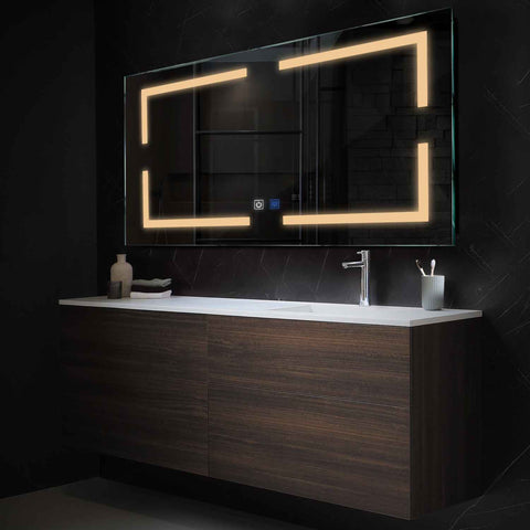 Espejo LED Rectangular | Botones táctiles | Función antivaho | Luz blanca cálida - Reyze Seria Salono Model 2