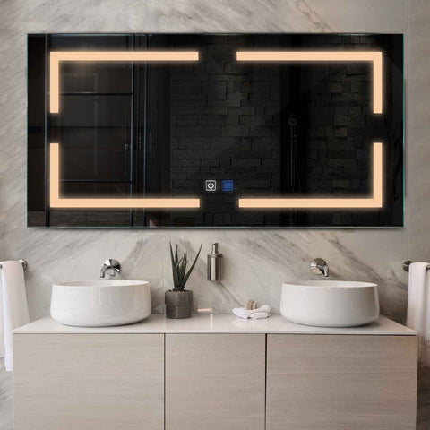 Espejo LED Rectangular | Botones táctiles | Función antivaho | Luz blanca cálida - Reyze Seria Salono Model 2