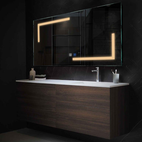 Espejo LED Rectangular | Botones táctiles | Función antivaho | Luz blanca cálida - Reyze Seria Salono Model 3